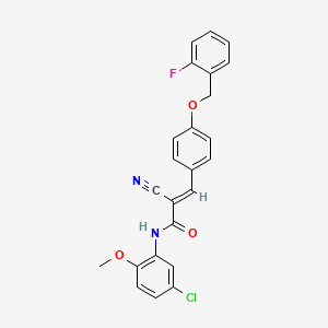 molecular formula C24H18ClFN2O3 B5484955 N-(5-chloro-2-methoxyphenyl)-2-cyano-3-{4-[(2-fluorobenzyl)oxy]phenyl}acrylamide 