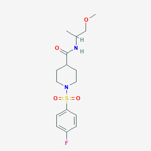 molecular formula C16H23FN2O4S B5484981 1-[(4-fluorophenyl)sulfonyl]-N-(2-methoxy-1-methylethyl)-4-piperidinecarboxamide 