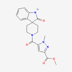molecular formula C19H20N4O4 B5484991 methyl 1-methyl-5-[(2-oxo-1,2-dihydro-1'H-spiro[indole-3,4'-piperidin]-1'-yl)carbonyl]-1H-pyrazole-3-carboxylate 