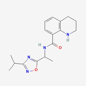 molecular formula C17H22N4O2 B5485000 N-[1-(3-isopropyl-1,2,4-oxadiazol-5-yl)ethyl]-1,2,3,4-tetrahydroquinoline-8-carboxamide 
