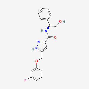 molecular formula C19H18FN3O3 B5485031 5-[(3-fluorophenoxy)methyl]-N-[(1S)-2-hydroxy-1-phenylethyl]-1H-pyrazole-3-carboxamide 