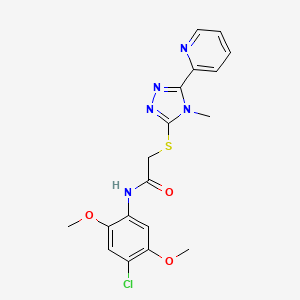 molecular formula C18H18ClN5O3S B5485135 N-(4-chloro-2,5-dimethoxyphenyl)-2-{[4-methyl-5-(2-pyridinyl)-4H-1,2,4-triazol-3-yl]thio}acetamide 