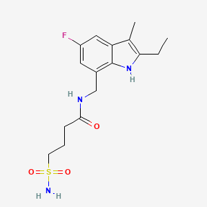 molecular formula C16H22FN3O3S B5485137 4-(aminosulfonyl)-N-[(2-ethyl-5-fluoro-3-methyl-1H-indol-7-yl)methyl]butanamide 