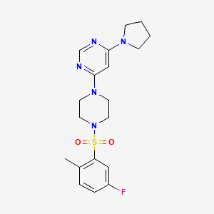 molecular formula C19H24FN5O2S B5485184 4-{4-[(5-fluoro-2-methylphenyl)sulfonyl]-1-piperazinyl}-6-(1-pyrrolidinyl)pyrimidine 