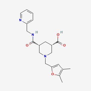 molecular formula C20H25N3O4 B5485221 (3S*,5R*)-1-[(4,5-dimethyl-2-furyl)methyl]-5-{[(2-pyridinylmethyl)amino]carbonyl}-3-piperidinecarboxylic acid 