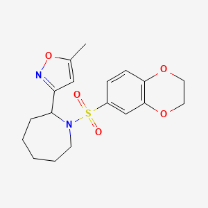 molecular formula C18H22N2O5S B5485267 1-(2,3-dihydro-1,4-benzodioxin-6-ylsulfonyl)-2-(5-methyl-3-isoxazolyl)azepane 