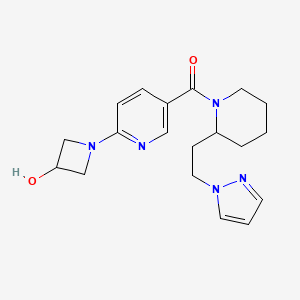 molecular formula C19H25N5O2 B5485279 1-[5-({2-[2-(1H-pyrazol-1-yl)ethyl]piperidin-1-yl}carbonyl)pyridin-2-yl]azetidin-3-ol 