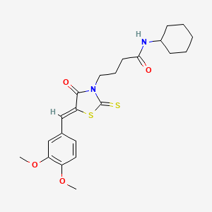 molecular formula C22H28N2O4S2 B5485330 N-cyclohexyl-4-[5-(3,4-dimethoxybenzylidene)-4-oxo-2-thioxo-1,3-thiazolidin-3-yl]butanamide 