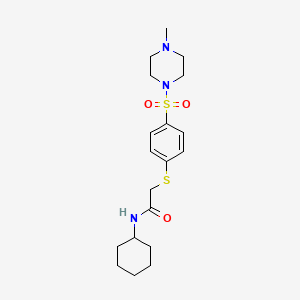 molecular formula C19H29N3O3S2 B5485343 N-cyclohexyl-2-({4-[(4-methylpiperazin-1-yl)sulfonyl]phenyl}thio)acetamide 
