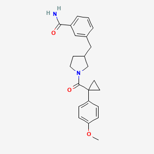 molecular formula C23H26N2O3 B5485370 3-[(1-{[1-(4-methoxyphenyl)cyclopropyl]carbonyl}pyrrolidin-3-yl)methyl]benzamide 