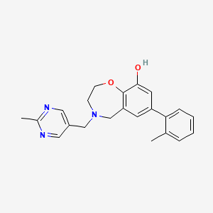 molecular formula C22H23N3O2 B5485385 7-(2-methylphenyl)-4-[(2-methylpyrimidin-5-yl)methyl]-2,3,4,5-tetrahydro-1,4-benzoxazepin-9-ol 