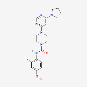 molecular formula C21H28N6O2 B5485396 N-(4-methoxy-2-methylphenyl)-4-[6-(1-pyrrolidinyl)-4-pyrimidinyl]-1-piperazinecarboxamide 