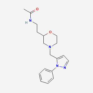 molecular formula C18H24N4O2 B5485411 N-(2-{4-[(1-phenyl-1H-pyrazol-5-yl)methyl]morpholin-2-yl}ethyl)acetamide 