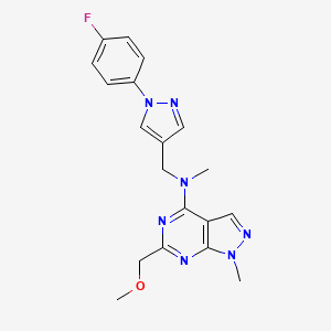 molecular formula C19H20FN7O B5485445 N-{[1-(4-fluorophenyl)-1H-pyrazol-4-yl]methyl}-6-(methoxymethyl)-N,1-dimethyl-1H-pyrazolo[3,4-d]pyrimidin-4-amine 