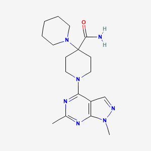 molecular formula C18H27N7O B5485463 1'-(1,6-dimethyl-1H-pyrazolo[3,4-d]pyrimidin-4-yl)-1,4'-bipiperidine-4'-carboxamide 