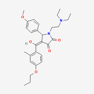 molecular formula C28H36N2O5 B5485474 1-[2-(diethylamino)ethyl]-3-hydroxy-5-(4-methoxyphenyl)-4-(2-methyl-4-propoxybenzoyl)-1,5-dihydro-2H-pyrrol-2-one 