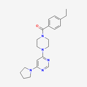 molecular formula C21H27N5O B5485510 4-[4-(4-ethylbenzoyl)-1-piperazinyl]-6-(1-pyrrolidinyl)pyrimidine 