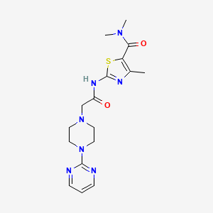 molecular formula C17H23N7O2S B5485525 N,N,4-trimethyl-2-({[4-(2-pyrimidinyl)-1-piperazinyl]acetyl}amino)-1,3-thiazole-5-carboxamide 