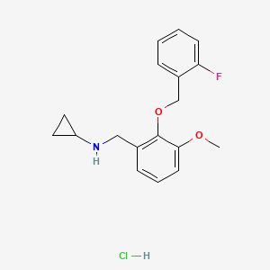 molecular formula C18H21ClFNO2 B5485562 N-{2-[(2-fluorobenzyl)oxy]-3-methoxybenzyl}cyclopropanamine hydrochloride 
