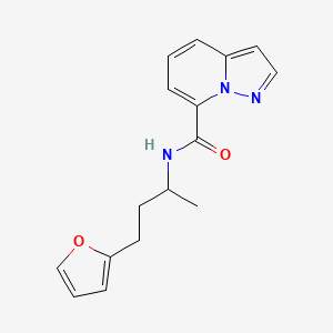 molecular formula C16H17N3O2 B5485570 N-[3-(2-furyl)-1-methylpropyl]pyrazolo[1,5-a]pyridine-7-carboxamide 