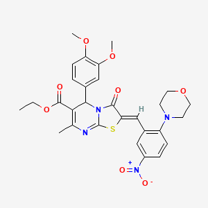 molecular formula C29H30N4O8S B5485585 ethyl 5-(3,4-dimethoxyphenyl)-7-methyl-2-[2-(4-morpholinyl)-5-nitrobenzylidene]-3-oxo-2,3-dihydro-5H-[1,3]thiazolo[3,2-a]pyrimidine-6-carboxylate 