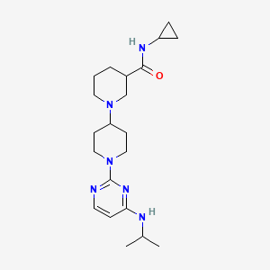 molecular formula C21H34N6O B5485685 N-cyclopropyl-1'-[4-(isopropylamino)pyrimidin-2-yl]-1,4'-bipiperidine-3-carboxamide 