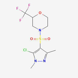 molecular formula C10H13ClF3N3O3S B5485699 4-[(5-chloro-1,3-dimethyl-1H-pyrazol-4-yl)sulfonyl]-2-(trifluoromethyl)morpholine 