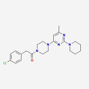 molecular formula C22H28ClN5O B5485764 4-{4-[(4-chlorophenyl)acetyl]-1-piperazinyl}-6-methyl-2-(1-piperidinyl)pyrimidine 