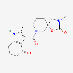 molecular formula C18H23N3O4 B5485798 3-methyl-7-[(2-methyl-4-oxo-4,5,6,7-tetrahydro-1H-indol-3-yl)carbonyl]-1-oxa-3,7-diazaspiro[4.5]decan-2-one 
