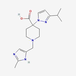 molecular formula C17H25N5O2 B5485806 4-(3-isopropyl-1H-pyrazol-1-yl)-1-[(2-methyl-1H-imidazol-4-yl)methyl]piperidine-4-carboxylic acid 