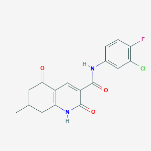 molecular formula C17H14ClFN2O3 B5485917 N-(3-chloro-4-fluorophenyl)-7-methyl-2,5-dioxo-1,2,5,6,7,8-hexahydro-3-quinolinecarboxamide 