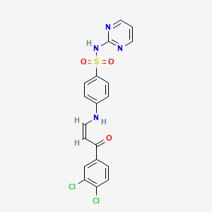 molecular formula C19H14Cl2N4O3S B5485965 4-{[3-(3,4-dichlorophenyl)-3-oxo-1-propen-1-yl]amino}-N-2-pyrimidinylbenzenesulfonamide 