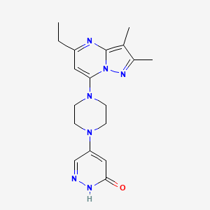 molecular formula C18H23N7O B5486007 5-[4-(5-ethyl-2,3-dimethylpyrazolo[1,5-a]pyrimidin-7-yl)-1-piperazinyl]-3(2H)-pyridazinone 