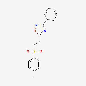 molecular formula C17H16N2O3S B5486057 5-{2-[(4-methylphenyl)sulfonyl]ethyl}-3-phenyl-1,2,4-oxadiazole 