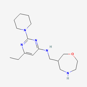 molecular formula C17H29N5O B5486071 6-ethyl-N-(1,4-oxazepan-6-ylmethyl)-2-(1-piperidinyl)-4-pyrimidinamine dihydrochloride 