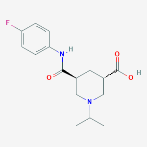 molecular formula C16H21FN2O3 B5486114 (3S*,5S*)-5-{[(4-fluorophenyl)amino]carbonyl}-1-isopropyl-3-piperidinecarboxylic acid 