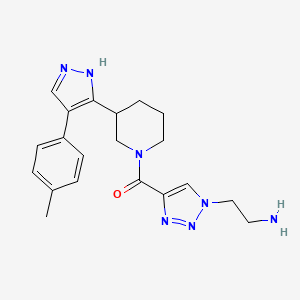 molecular formula C20H25N7O B5486141 2-[4-({3-[4-(4-methylphenyl)-1H-pyrazol-5-yl]piperidin-1-yl}carbonyl)-1H-1,2,3-triazol-1-yl]ethanamine 