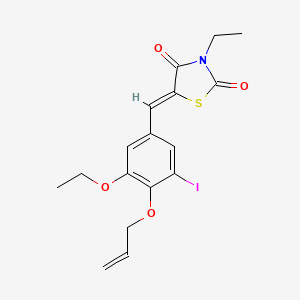 molecular formula C17H18INO4S B5486175 5-[4-(allyloxy)-3-ethoxy-5-iodobenzylidene]-3-ethyl-1,3-thiazolidine-2,4-dione 