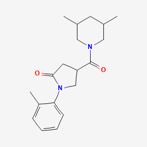 molecular formula C19H26N2O2 B5486217 4-[(3,5-dimethylpiperidin-1-yl)carbonyl]-1-(2-methylphenyl)pyrrolidin-2-one 