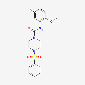 molecular formula C19H23N3O4S B5486245 N-(2-methoxy-5-methylphenyl)-4-(phenylsulfonyl)-1-piperazinecarboxamide 