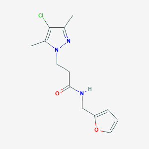 molecular formula C13H16ClN3O2 B5486311 3-(4-chloro-3,5-dimethyl-1H-pyrazol-1-yl)-N-(2-furylmethyl)propanamide 