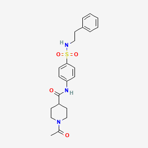 molecular formula C22H27N3O4S B5486315 1-acetyl-N-(4-{[(2-phenylethyl)amino]sulfonyl}phenyl)-4-piperidinecarboxamide 