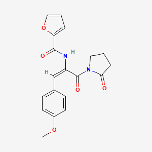 molecular formula C19H18N2O5 B5486323 N-{2-(4-methoxyphenyl)-1-[(2-oxo-1-pyrrolidinyl)carbonyl]vinyl}-2-furamide 