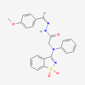 molecular formula C23H20N4O4S B5486336 2-[(1,1-dioxido-1,2-benzisothiazol-3-yl)(phenyl)amino]-N'-(4-methoxybenzylidene)acetohydrazide 