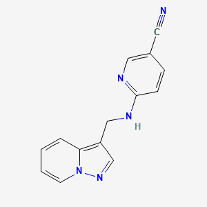 molecular formula C14H11N5 B5486345 6-[(pyrazolo[1,5-a]pyridin-3-ylmethyl)amino]nicotinonitrile 