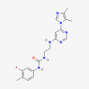 molecular formula C19H22FN7O B5486420 N-(2-{[6-(4,5-dimethyl-1H-imidazol-1-yl)-4-pyrimidinyl]amino}ethyl)-N'-(3-fluoro-4-methylphenyl)urea 