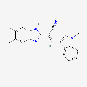 molecular formula C21H18N4 B5486446 2-(5,6-dimethyl-1H-benzimidazol-2-yl)-3-(1-methyl-1H-indol-3-yl)acrylonitrile 