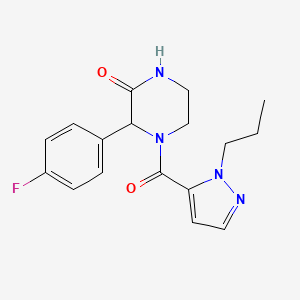molecular formula C17H19FN4O2 B5486493 3-(4-fluorophenyl)-4-[(1-propyl-1H-pyrazol-5-yl)carbonyl]piperazin-2-one 