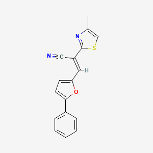 molecular formula C17H12N2OS B5486550 2-(4-methyl-1,3-thiazol-2-yl)-3-(5-phenyl-2-furyl)acrylonitrile 