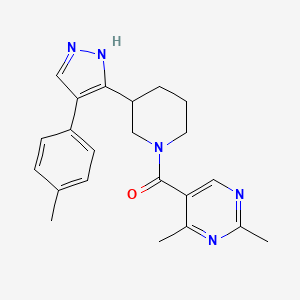 molecular formula C22H25N5O B5486631 2,4-dimethyl-5-({3-[4-(4-methylphenyl)-1H-pyrazol-5-yl]piperidin-1-yl}carbonyl)pyrimidine 